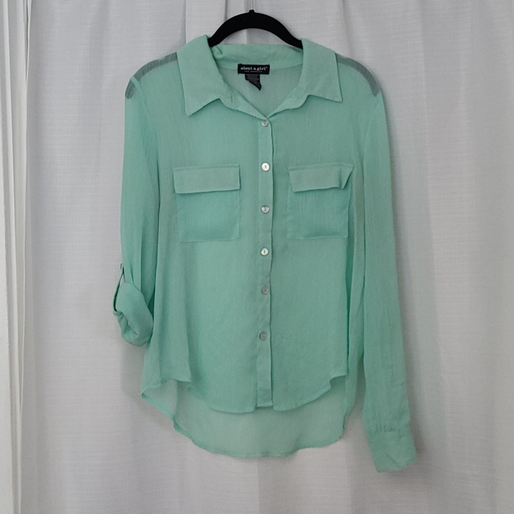 Sheer button-up shirt
